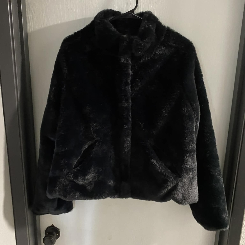 Maralyn & Me Midnight Faux Fur Jacket - Picture 2 of 5
